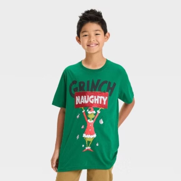 Boys' The Grinch Flip Sequin Holiday Short Sleeve Graphic T-Shirt - Green XS - Picture 1 of 6